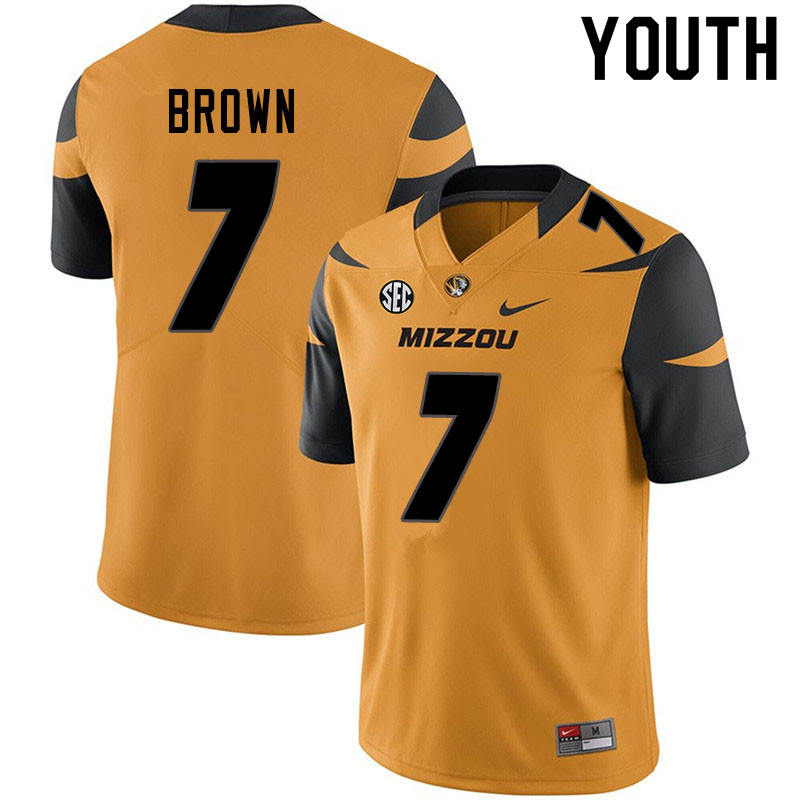 Youth #7 Stacy Brown Missouri Tigers College Football Jerseys Sale-Yellow